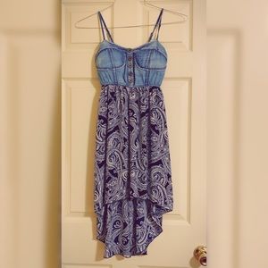 Denim/Paisley Asymmetrical Dress